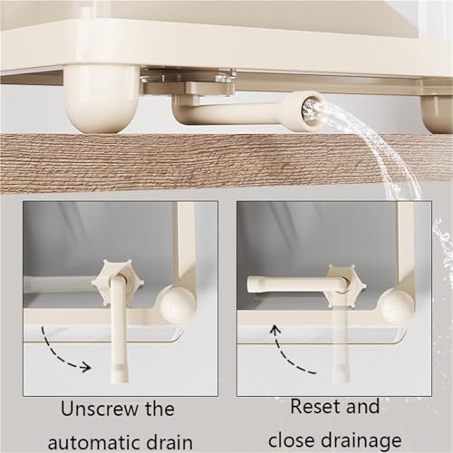 Reptile Tank Turtle Feeding Tank Bottom Drainage Household Covered Climbing Platform Easy Assembly(White) - color: White