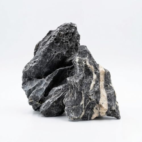 Natural Seiryu Rocks - Aquariums Stones with White Veins for Fish Tank, Aquariums, and Paludariums - Decorative Rocks for Terrariums, Vivariums, Reptile Enclosures, and Gardens (4.5lb/ 2kg - 3"-5") - size: 4.5lb/ 2kg - 3"-5"
