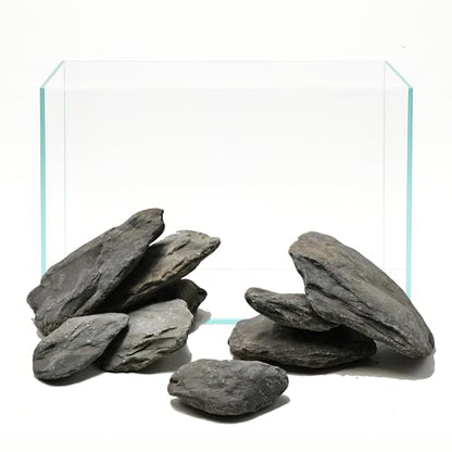 20lb Natural Stone Turtle Rocks for Tank 8-10pcs Basking Platform Stone, Natural Slate Rocks for Reptiles, Aquarium & Aquascape Decor(2-10 Inches) - size: 20lb(8-10pcs)