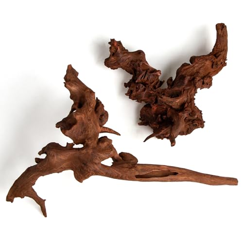 2pcs emours Natural Mopani Wood Fish Tank Decor Aquarium Driftwood Terrarium Wood, 11-16 in - size: Medium (12–16 in / 30–40 cm)