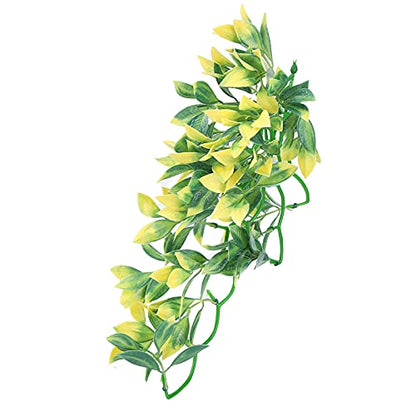 Artificial Reptile Plants Lifelike Plastic Plant Hanging Leaves Decoration with Suction Cup for Reptile Terrarium Fish Tank (T-153E2) - size: T-153E2