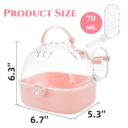 Hamster Carrier Cage, Portable Small Animal Carrier Cage with Water Bottle, Guinea Pig Outgoing Cage Hamster Travel Carry Case for Small Pets, Gerbils, Chinchillas, Dwarf Hamster