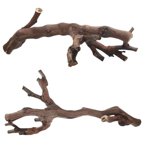 Kisangel 2pcs Snake Climbing Branch, Reptile Tank Natural Wood Cork Log, Reptile Basking Branch for Lizard, Frog, Gecko Terrarium Accessories