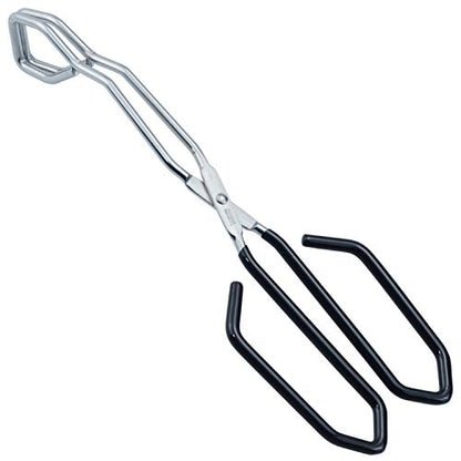 HINMAY Stainless Steel Scissor Tongs with Black Handle 11-Inch Heavy Duty Wire Tongs - size: 11''