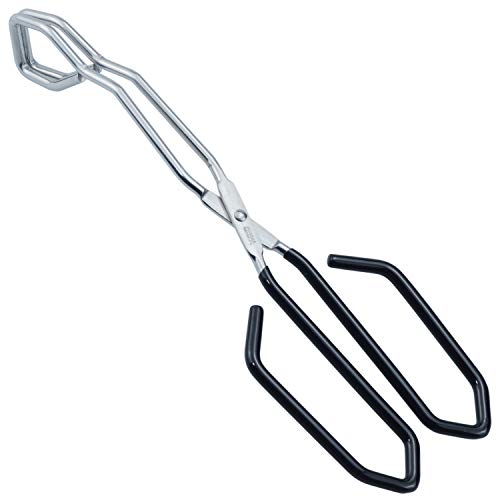 HINMAY Stainless Steel Scissor Tongs with Black Handle 11-Inch Heavy Duty Wire Tongs - size: 11''