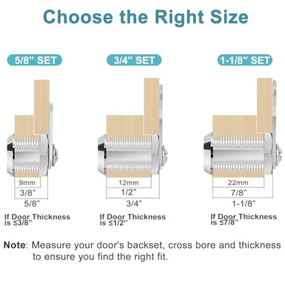 Cam Locks Keyed Alike, 3/4" Cabinet Locks with Keys Secure Files Drawers RV Storage Locks Replacement Set, Zinc Alloy (3/4 Inch 2Pcs) - size: 3/4 Inch 2Pcs