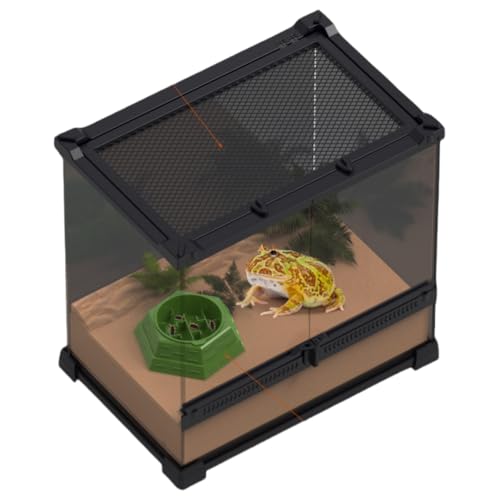 Reptile Food Bowl Plastic Water Feeder Bowls Anti- Escape Mini Round Reptile Feeder for Lizard, Gecko,Cricket, Leopard Gecko etc (Small) - size: Small
