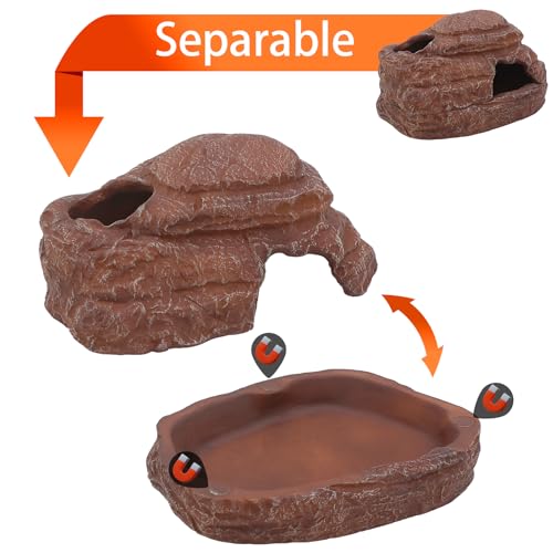 AQUA KT Reptile Hide and Cave Hideout for Leopard Crested Gecko Ball Python Lizard Bearded Dragon Snake Amphibians Hiding Place Terrarium Habitat Decoration