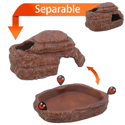 AQUA KT Reptile Hide and Cave Hideout for Leopard Crested Gecko Ball Python Lizard Bearded Dragon Snake Amphibians Hiding Place Terrarium Habitat Decoration