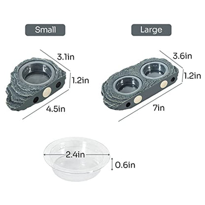 REPTIZOO Reptile Magnetic Feeder Ledge, Single Bowl Reptile Food Dish with 3PCS Feeding Cups Food Water Feeder for Crested Gecko Lizard Chameleon Pets - size: Small