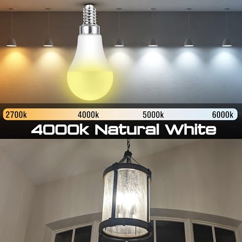 E12 40 Watt Equivalent LED Candelabra Light Bulbs 4000K Natural White 4W 450LM, E12 C7 LED Light Bulbs for Ceiling Fan Chandeliers Pendant Lighting, Non-Dimmable, 4 Pack - color: 4000k Natural White, size: 40 Watts