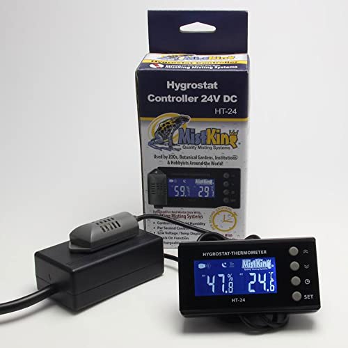 MistKing – Hygrostat/Thermometer Controller (24V DC) | Control Day/Night Humidity | Per Second Control | Low Voltage/Temp Display | Quick-On Function | HT-24