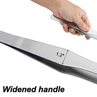 OIIKI 15 inch Curved Aquarium Tweezers, Stainless Steel Polished Tongs Tweezers with Precision Serrated Tips for Garden, Kitchen, Indoor & Outdoor - size: 15 inch Curved (1 PCS)