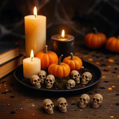 20pcs Mini Skulls for Crafts, Small Resin Skull Decorations for DIY Halloween Decor, Spooky Table Accents for Plants, Terrariums, Cake or Book Nooks