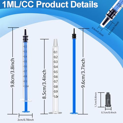 1ml with Measurement for Scientific Labs, Feeding Pets, Refilling and Measuring Liquids,Dispensing,with Cap (5PCS, 1ml) - size: 5PCS-1ml
