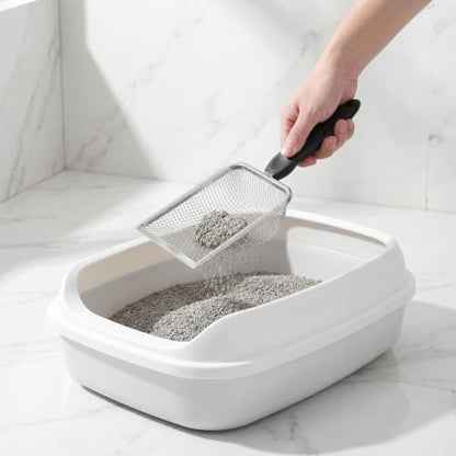 2PCS Cat Litter Shovel: Stainless Steel Litter Cleaner Corner Scoop - Mesh Poop Box Shovel for Reptile Terrarium Sand Waste Beach Scoop Cat Supplies (2.4mm, 3.4mm Hole)