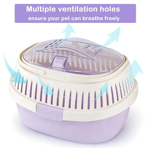 Hamster Carrier Guinea Pig Carrier 13 X 11 X 8 in Portable Hamster Travel Cage with Ventilation Holes Outdoor Small Pet Carrier for Rat Gerbil Rabbit Hedgehog Squirrel Mouse Bunny - color: Purple