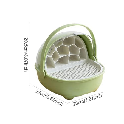 Silkworm Breeding Box Transparent Small Animal Feeding Container Removable Habitat Cage Portable Reptile Carrier with PP Material for Turtle Frog Snak, Green - color: Green