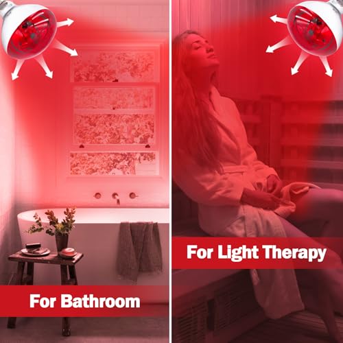 250 Watt R40 Red Heat Lamp Bulbs (2-Pack) - Infrared Incandescent Light Bulb for Chickens, Chicks, Reptiles, Pets, Poultry, Brooder, Coop, Bathroom & Sauna - E26 Base, 120V