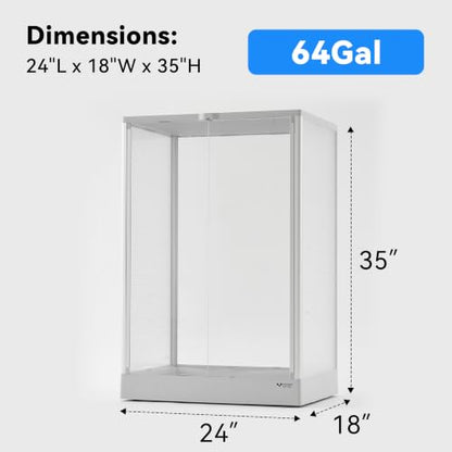 Reptile Terrarium 64 Gallon, Front Opening Enclosure 24"x18"x35", Waterproof Base, Ventilated Top, Stackable Habitat for Crested Gecko, Gargoyle Gecko, Tree Frog