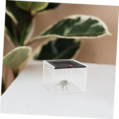Kisangel Acrylic Reptile Feeding Box Escape Magnet Door Breeding Case for Lizards Geckos and Insects Habitat for Reptiles and Pets