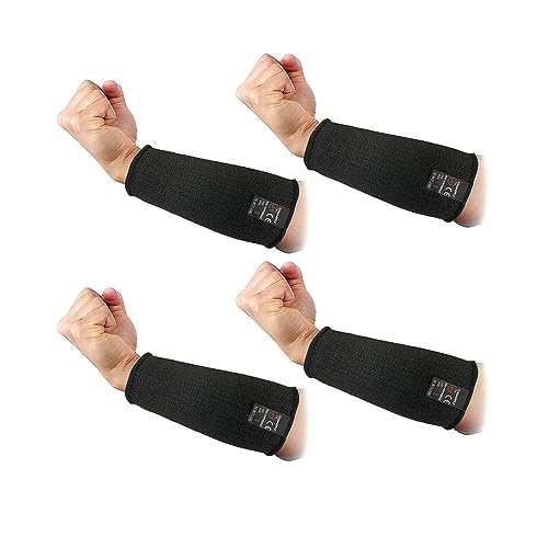 2 Pairs Protective Arm Sleeves, Cut Resistant Sleeve Arm Protectors Anti Abrasion Safety Armband for Garden Kitchen Work (Black+Black) - color: Black+black