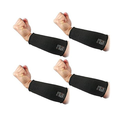 2 Pairs Protective Arm Sleeves, Cut Resistant Sleeve Arm Protectors Anti Abrasion Safety Armband for Garden Kitchen Work (Black+Black) - color: Black+black