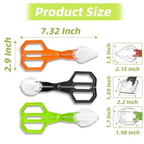 Romansk 3 Pack Reptile Feeding Clamp, Reptile Poop Scoop Reptile Feeding and Cleaning Tool for Gecko Lizard Bearded Dragon and Other Small Animals