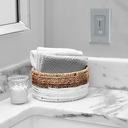 Maxxima Dimmer Light Switch, Gray, Blue Indicator Light 3-Way/Single Pole | LED Compatible, 600 Watt Max, Wall Plate Included, Dimmable Lamp and Lighting Control - color: Gray, size: Single Pack