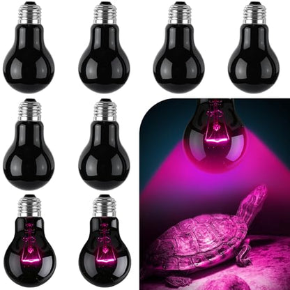 8 Pcs 100w Infrared Heat Lamp Bulbs Reptile Heat Lamp Infrared Basking Reptile Emitter Light BulbsBasking Spot Lights for Turtle, Lizard, Chickens Coop(Black)
