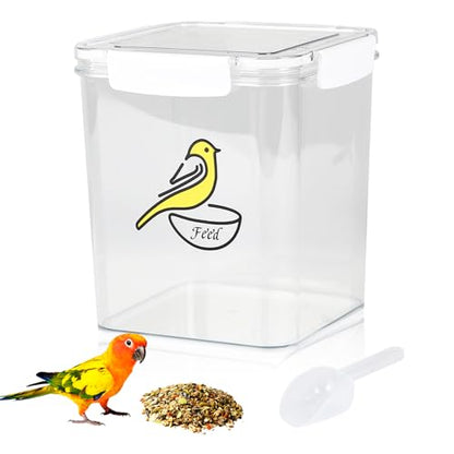 Bird Seed Storage Container-Airtight Bird Food Container 4.23 Qt/4.2LPet Food Storage Containers with Bird Seed Scoop-Wild Bird Seed Dispenser-forPetBirds Parakeets Finches Food MealwormsStorage/Clear - size: 4.2L