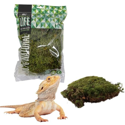 The Habitat Life - Natural Mood Moss - for Reptiles, Amphibians & Invertebrates Terrariums - Moisture-Retaining - Humidity Control - Soft Bedding - Dye-Free & Safe - Small - 1 Pack - size: Small, style: Mood Moss