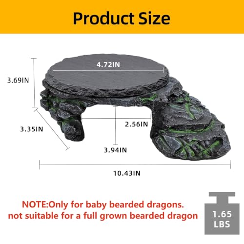 Reptile Basking Platform, Turtle Basking Platform Beared Dragon Tank Accessoriese Reptile Hide with Rock Plate for Lizard, Leopard, Crested Gecko(Large-Green) - style: style 2
