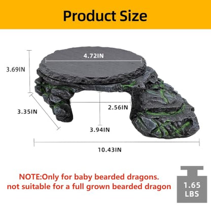 Reptile Basking Platform, Turtle Basking Platform Beared Dragon Tank Accessoriese Reptile Hide with Rock Plate for Lizard, Leopard, Crested Gecko(Large-Green) - style: style 2