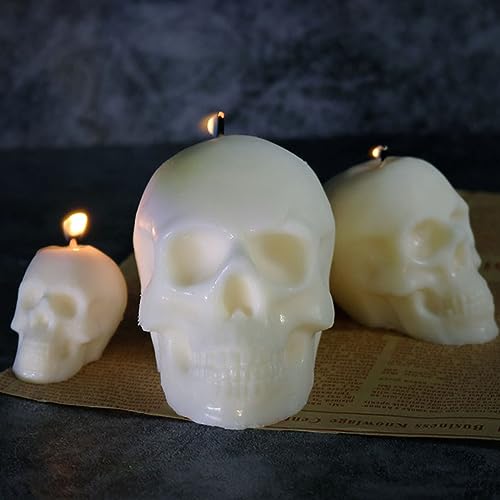 3D Skull Resin Molds, 3 Sizes Silicone Skeleton Epoxy Moulds, Skull Head Silicone Mold for Resin Casting,DIY Craft, Clay, Candle Wax Making, Halloween Home Decor