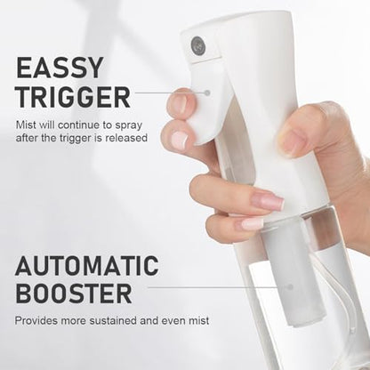 ELEMSY Spray Bottle For Hair (2 Pack 6.8 OZ) Continuous Mister Empty Spray Bottles, Ultra Fine Mist Water Sprayer for Hairstyling, Cleaning, Plants, Pets, Barbers, Salons, Essential Oil Scents - style: White & Black