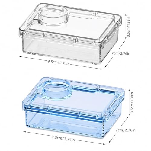 2-Pack Medium Reptile Escape-Proof Feeder Bowls, Clear + Transparent Blue