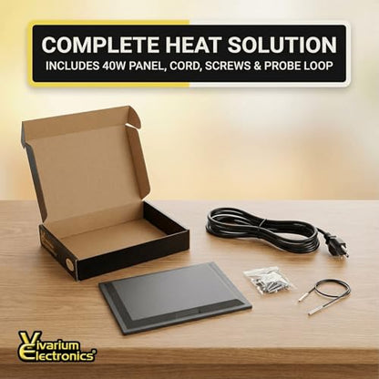Radiant Heat Panels Made in USA 40W–Premium Reptile Heater Mounts Easily with Included Screws Reptile Heat Panel, Snake Heater, Bearded Dragon, Gecko and Hermit Crab Accessories