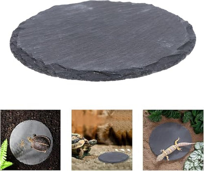 5.9inch Reptile Basking Platform Rock Tortoise Habitat Slate Rock for Reptiles Food Dish Landscape Habitat Decor Accessories for Crested Gecko Lizard Bearded Dragon Turtle