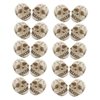 Luxshiny 20pcs Resin Skull Figurines Miniature Skull Aquarium Decor for Garden Flower Pot and Terrarium Halloween Outdoor Tabletop Decoration