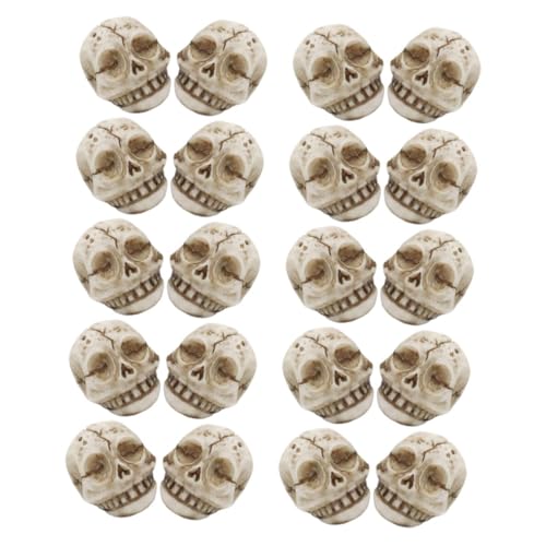 Luxshiny 20pcs Resin Skull Figurines Miniature Skull Aquarium Decor for Garden Flower Pot and Terrarium Halloween Outdoor Tabletop Decoration