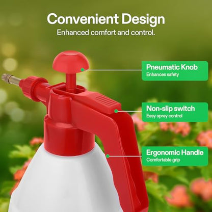 VIVOSUN 27oz Pump Sprayer, Handheld Garden Water Sprayer Bottle with Adjustable Brass Nozzle, for Spraying Plants, Flowers, Weeds and Cleaning, Red - color: Red, size: 27oz
