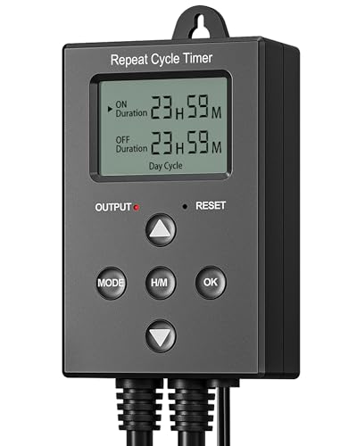 DEWENWILS Repeat Cycle Digital Timer, Interval Timer Outlet, Infinite/Day/Night Cycles, Photocell Light Sensor for Hydroponics Aquaponics Aeroponics, Pump, Fan, Water Heater, Indoor Use,1625W/125V/13A