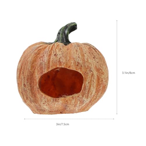 Amosfun Resin Pumpkin Reptile Hideout 3-Inch Terrarium Decor for Lizards Frogs Turtles Naturalistic Reptile Tank Shelter Cave