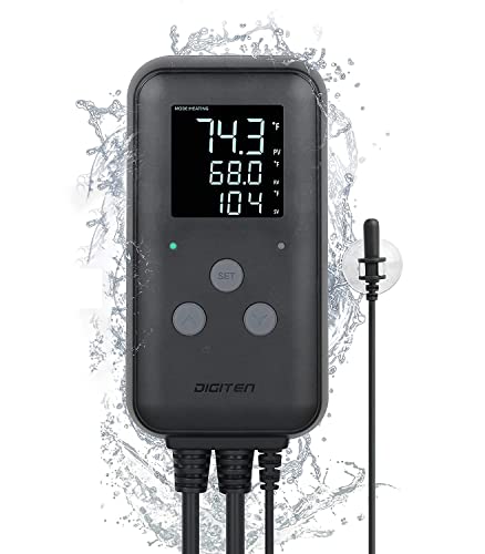Greenhouse Temperature Controller Digital Waterproof Thermostat for Home Brewing, Fermentation, Breeding, Incubation, Terrarium, Heating & Cooling, 110V 10A 1100W