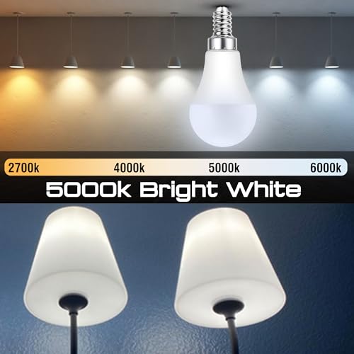 E12 LED Candelabra Light Bulb, 40W Equivalent Daylight White 5000K, 4W 450LM AC120V, E12 Small Base LED Light Bulbs for Chandelier Wall Sconces Ceiling Fan Lighting, Non-Dimmable, 4 Pack - color: Daylight White, size: 40 Watts