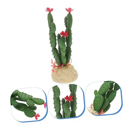 Realistic Artificial Cactus Aquarium Plant Plastic Fish Tank Decor Wear Resistant Simulated Succulent Landscape Ornament for Reptile Terrarium and Underwater Hideout