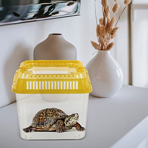 TEHAUX 1pc Portable Transparent Tortoise Tank Detachable Lid Reptile Habitat for Snakes and Pets Easy to Clean and Ventilated Breeding Box