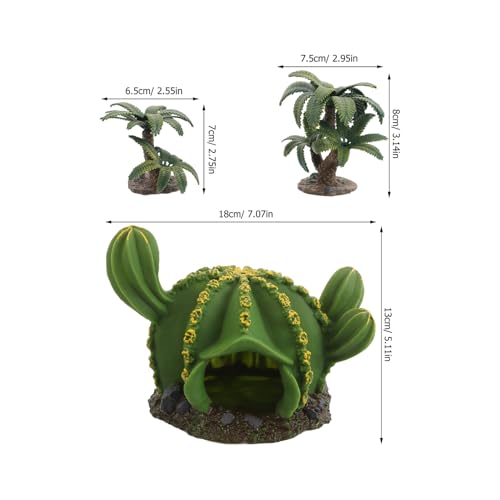 3pcs Realistic Cactus and Iron Tree Model Set, Miniature Simulation Plastic Plants for Reptile Terrarium Habitat Decor, Desert Landscape Accessories for Pet Tanks