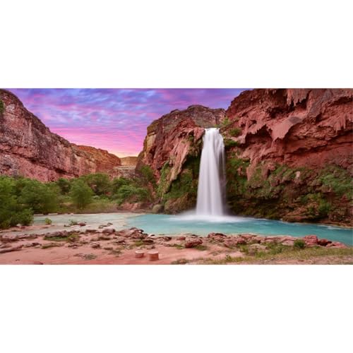 AWERT 48x18 inches Reptile Habitat Background Sunset Mountain Waterfall Terrarium Background Durable Polyester Background - size: 48x18in/120x45cm